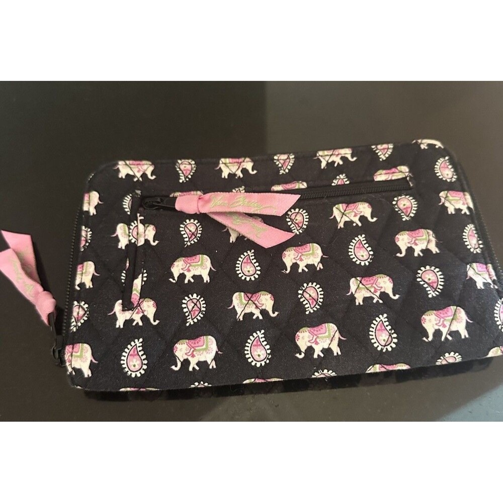 Vera Bradley Elephant Paisley Zip Wallet Zip Wristlet Quilted VTG Retired Pattrn
